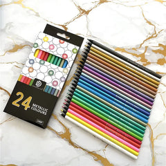 24 Colors Metallic Pencil Colored Drawing Pencil Set