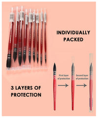 9 Pcs Professional Synthetic Squirrel Hair Paint Brush Set