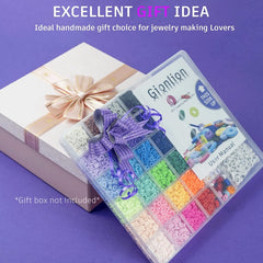 6000 Pcs 6MM Polymer Clay Beads Set 24 Rainbow Color Flat Chip Beads with Pendant Charms Kit and Elastic Strings for Jewelry Making Kit Bracelets Necklace For Boho Bracelet Necklce Making Letter Beads Accessories Kit DIY