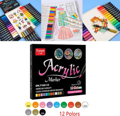 12/24/36 Colors Acrylic Paint Brush Marker Pens