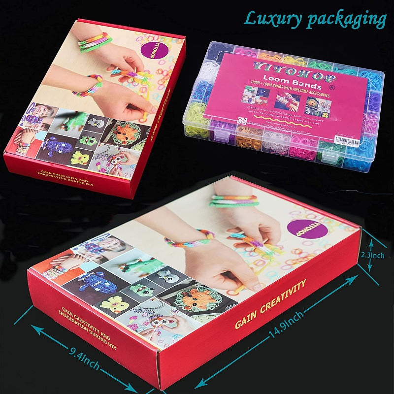 12080+ Loom Bands Kit , Rubber Bands for Bracelet Making Kit DIY Art and Craft Mega Refill kit Girls Creativity Gift to Improve Imagination