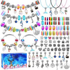 112 Pcs Christmas Jewerly Making Kit Charm Bracelets Kit with Beads, Jewelry Charms, Bracelets for DIY Craft, Jewelry Gift for Adults and Kids