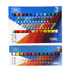 12/24 Colors Professional Acrylic Paints 15ml Tubes Drawing Painting Pigment Hand-painted Wall Paint for Artist DIY