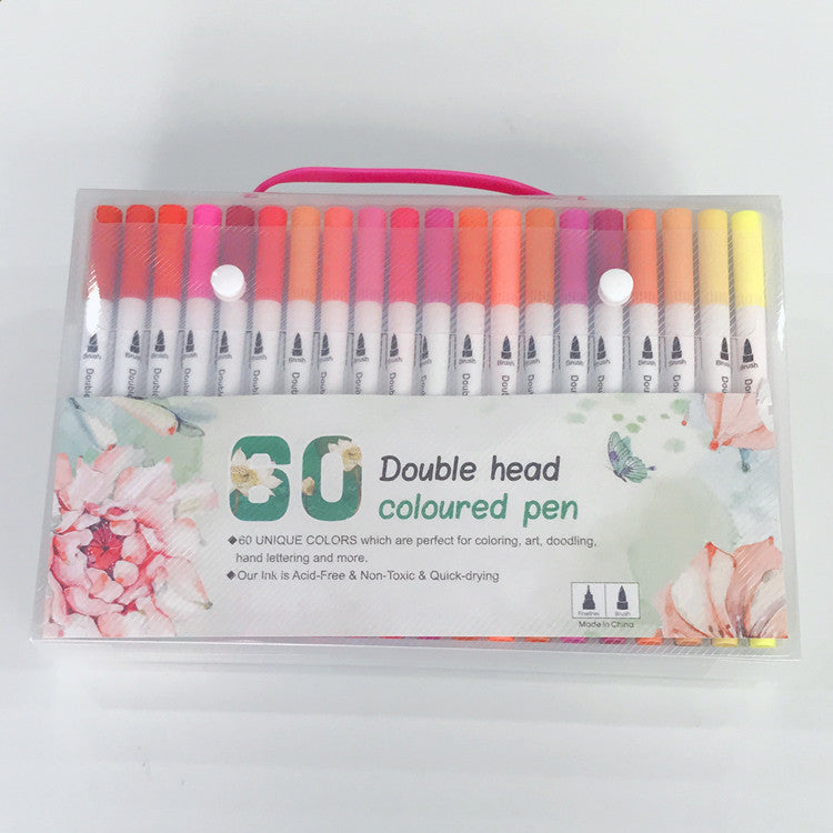 12/24/36/48/60 PCS Colored Art Sketching Markers Drawing Set Double-head Watercolor paint brush pen Diary supplies Stationery