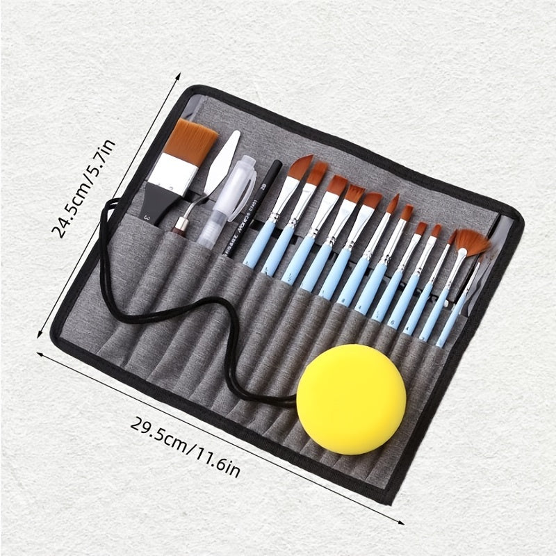 18pcs/set Nylon Hair Wooden Handle Watercolor Paint Brush Pen Scrubbing Scraper Acrylic Painting Art Paint Brushes Supplies