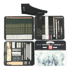 70Pcs Set Sketching Drawing Pencils Set With Metal Box