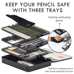 70Pcs Set Sketching Drawing Pencils Set With Metal Box