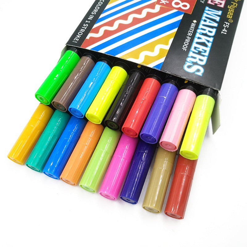 12/18colors Double Line Metallic Marker Pen DIY Album Scrapbooking Painting Sliver Glitter Outline Art Markers