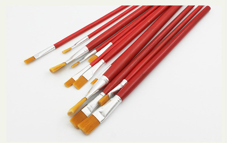 12pcs Art Watercolor Gouache Paint Brushes Nylon Hair Painting Brush Set Art Supplies