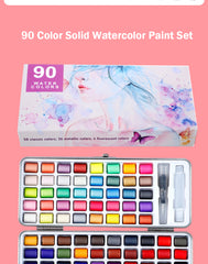 90 Colors Solid Watercolor Piant Set Basic Neon Glitter Watercolor Paint