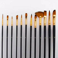 14 Pcs Nylon Paint Brushes Set Art Painting Brushes Professional Oil Watercolor Paint brush Set with 12 Pcs Painting Brushes + 1Pcs Color Palette+ 1Pcs Pencil Case, Art Supplies