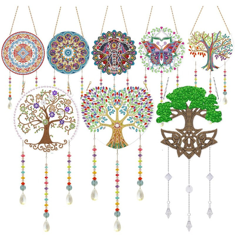 5D Diamond Painting Mandala Flowers Wind Chime DIY Diamond Art Kit for Christmas Wall Home Decor