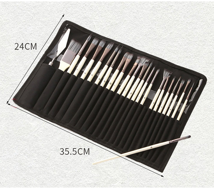 24 pcs/set Nylon Hair Watercolor Paint Brush Pen Acrylic Painting Art Paint Brushes Wooden Handle Scrubbing Scraper Acrylic Painting Art Brushes Supplies