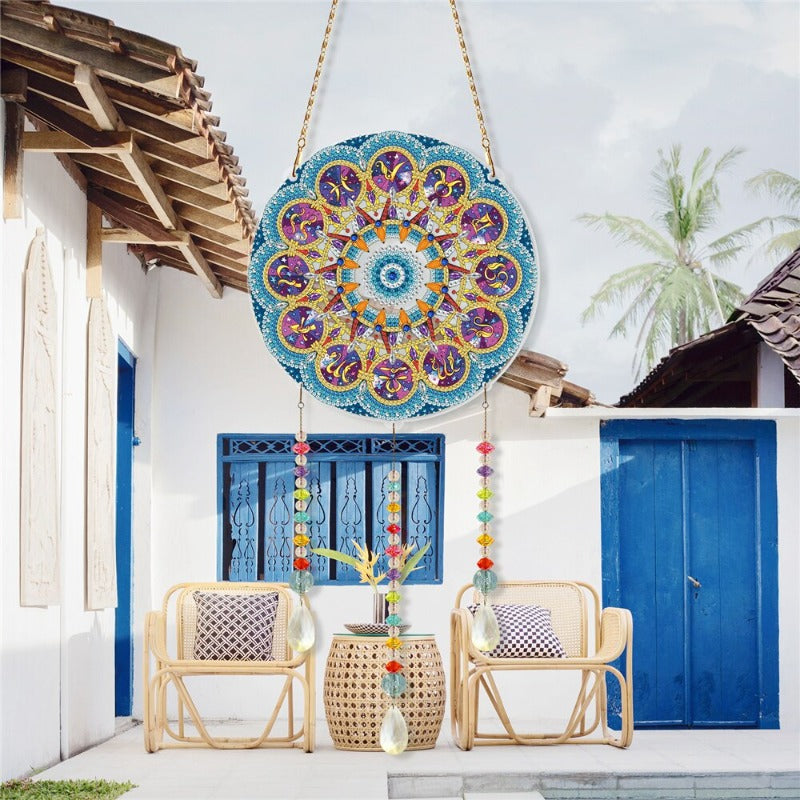 5D Diamond Painting Mandala Flowers Wind Chime DIY Diamond Art Kit for Christmas Wall Home Decor