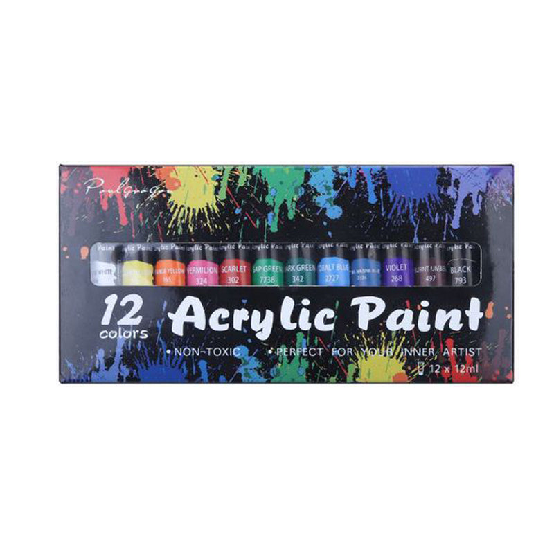 12/24 Color Acrylic Paint Set For Fabrics Painting Clothing Pigments Non-Fading Non-Toxic Professional Artist Painting 12Ml