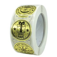 500pcs/roll Rose Gold Merry Christmas Stickers Round Labels Kraft Paper Xmas Gifts Box Labels Decorations New Year Sealing Label Stickers For Party DIY Packaging Stationery Stickers