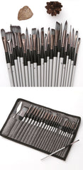24 pcs/set Nylon Hair Watercolor Paint Brush Pen Acrylic Painting Art Paint Brushes Wooden Handle Scrubbing Scraper Acrylic Painting Art Brushes Supplies