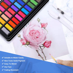 Colors Pigment for Watercolor Painting with Paint Brush&Watercolor Paper Painting Set