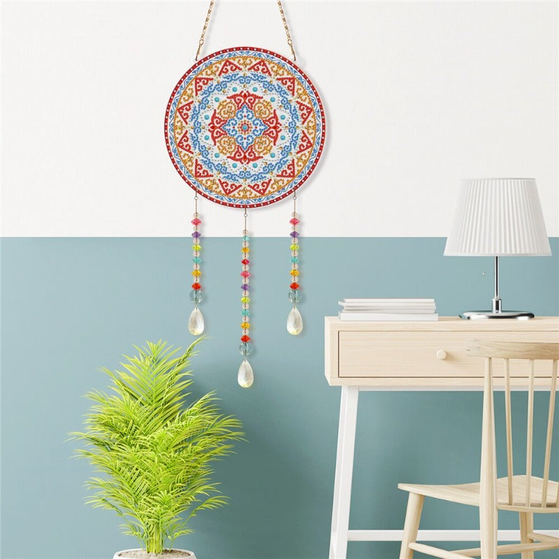 5D Diamond Painting Mandala Flowers Wind Chime DIY Diamond Art Kit for Christmas Wall Home Decor