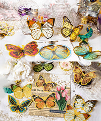 80 Pcs Gold Stamping Butterfly Theme Stickers Set
