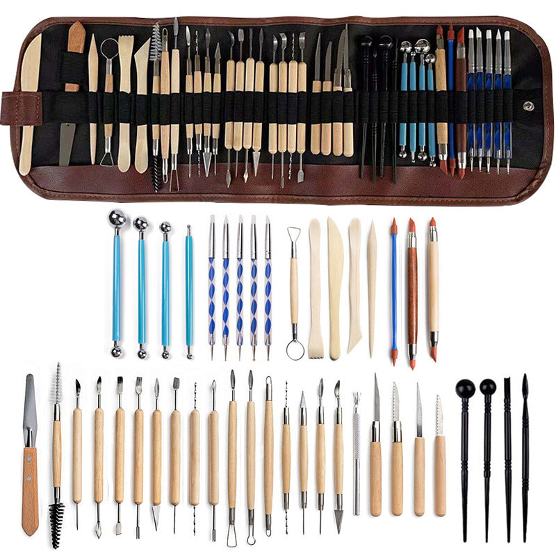 43Pcs/Set Clay Sculpting Tool Wood Handle Pottery Clay Ceramics Molding Tools DIY Dotting Art Craft Carving Tools Clay Tools