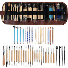 43Pcs/Set Clay Sculpting Tool Wood Handle Pottery Clay Ceramics Molding Tools DIY Dotting Art Craft Carving Tools Clay Tools