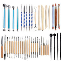 43Pcs/Set Clay Sculpting Tool Wood Handle Pottery Clay Ceramics Molding Tools DIY Dotting Art Craft Carving Tools Clay Tools