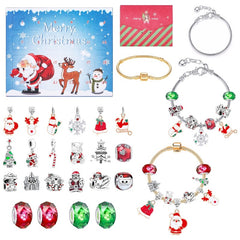 Christmas Countdown Advent Calendar DIY Charm Bracelet Necklace Jewelry Making Kit For Kids Children Xmas Gifts