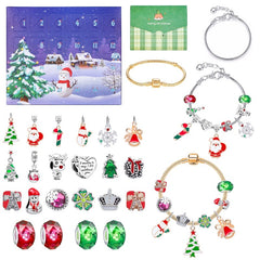 Christmas Countdown Advent Calendar DIY Charm Bracelet Necklace Jewelry Making Kit For Kids Children Xmas Gifts