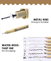 12 Pcs Precision Micro-Line Ink Pen Set