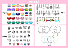 Bracelet Making Kit 130 Pcs DIY Jewelry Making Kit Children DIY Handmade Toy with Bracelet,Pendant,Beads,Charms and Necklace String for Bracelets Craft & Necklace Making,for Teen Girl Gifts Ages 3-13