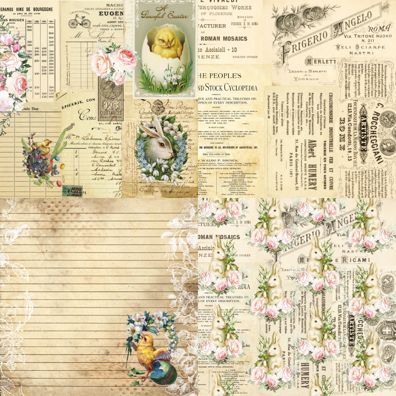 24 Sheets Easter DIY Scrapbooking Stickers Material Craft Paper Packs Scrapbooking Happy Planner DIY Card Decoration Photo Albums