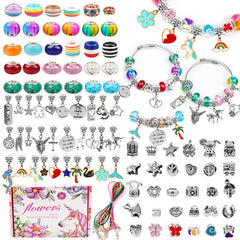 Bracelet Making Kit 130 Pcs DIY Jewelry Making Kit Children DIY Handmade Toy with Bracelet,Pendant,Beads,Charms and Necklace String for Bracelets Craft & Necklace Making,for Teen Girl Gifts Ages 3-13