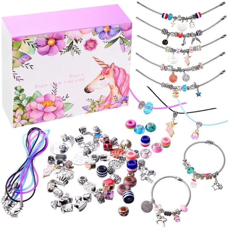 60pcs Bracelet Making Kit Unicorn Jewelry DIY Set Jewelry Making Supplies Mermaid Unicorn Gifts for Teen Girls Crafts for Girls Ages 8-12