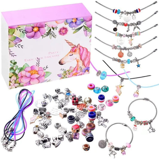 60pcs Bracelet Making Kit Unicorn Jewelry DIY Set Jewelry Making Supplies Mermaid Unicorn Gifts for Teen Girls Crafts for Girls Ages 8-12