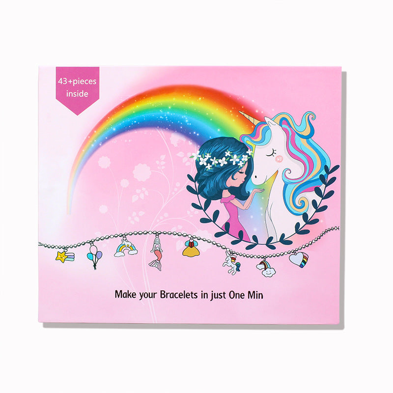 43Pcs Colorful Crystal DIY Making Kit DIY Handmade Beaded Charm Bracelet Necklaces Jewelry Making Kit with Pink Gift Box for Girls Women Valentines Birthday Gift