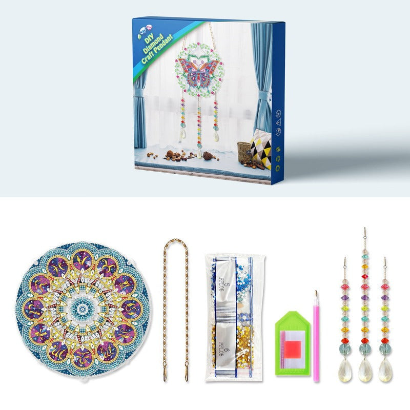5D Diamond Painting Mandala Flowers Wind Chime DIY Diamond Art Kit for Christmas Wall Home Decor