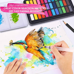 Colors Pigment for Watercolor Painting with Paint Brush&Watercolor Paper Painting Set