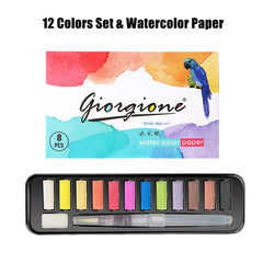 Colors Pigment for Watercolor Painting with Paint Brush&Watercolor Paper Painting Set