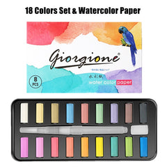 Colors Pigment for Watercolor Painting with Paint Brush&Watercolor Paper Painting Set