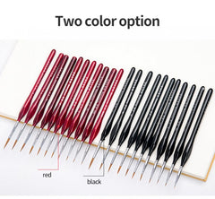 11Pcs Acrylic Nail Brush Detail Paint Brush Set Carving UV Gel Nail Polish Extension Lines Liner Painting Brushes Drawing Pen Manicure Nail Art Tool