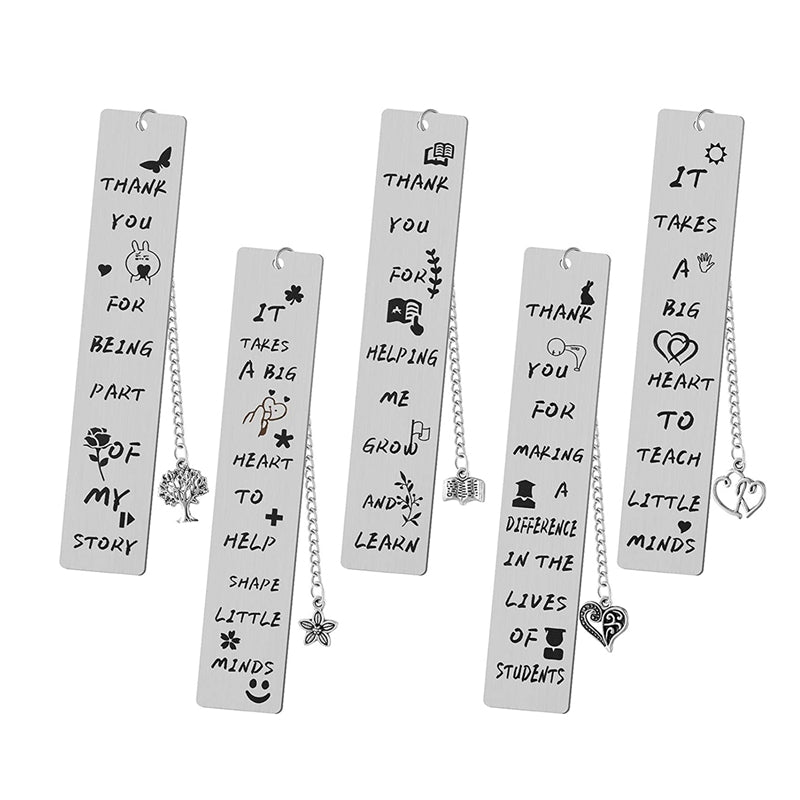 5 Pieces Teacher Bookmark Thank You Bookmark With Pendant Classic Graduation Teacher Bookmark