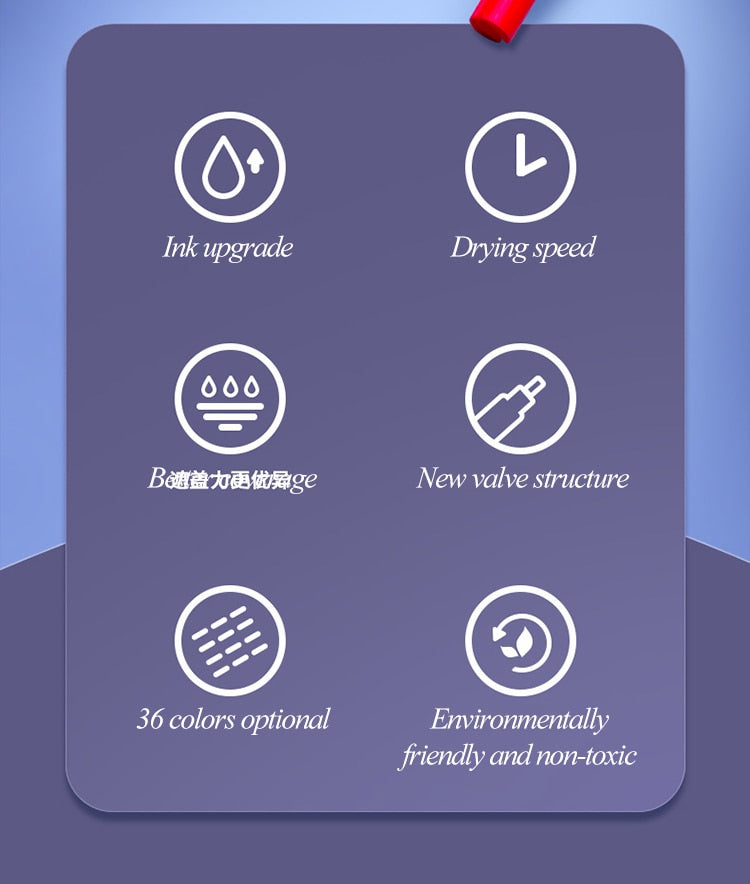 8/12/24/36 Colorful Waterborne Acrylic Markers Set Waterproof Hand Painted DIY Canvas Shoe Painting Paint Pen For School Student Art Supplies