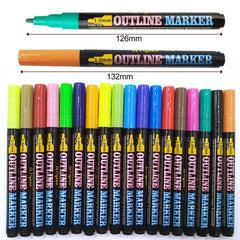 12/18colors Double Line Metallic Marker Pen DIY Album Scrapbooking Painting Sliver Glitter Outline Art Markers
