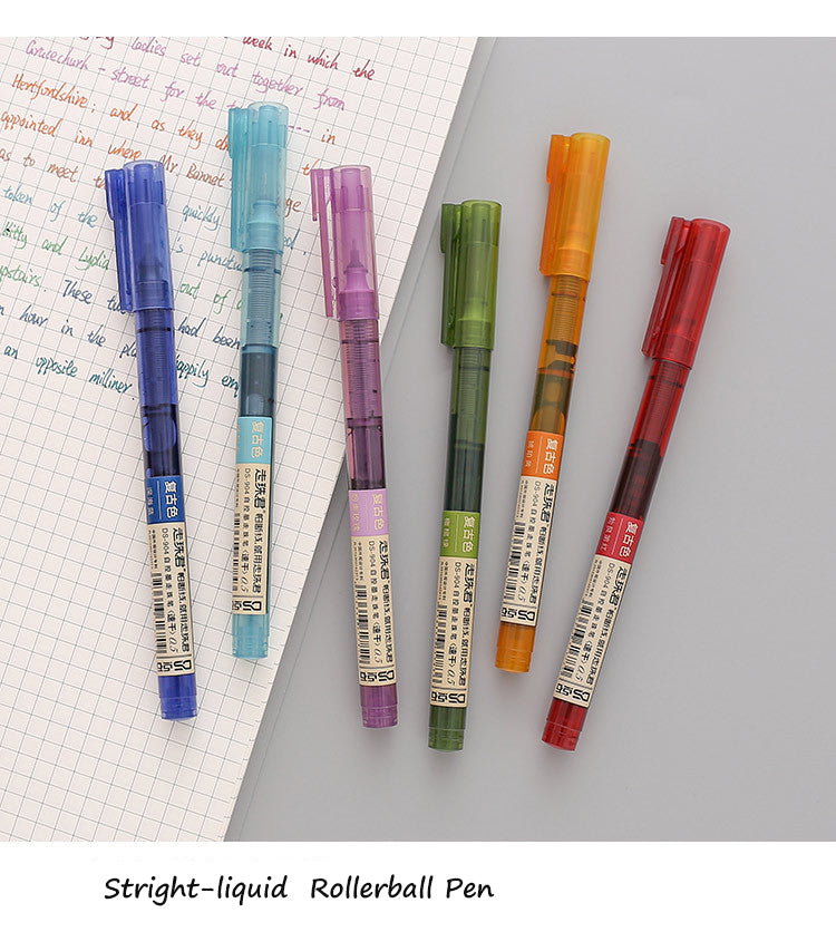 0.5mm Color Ink Rollerball Pen Blue Orange Straight Liquid Gel Pens School Office Roller Ball Point Pen Cute Stationery Supplies