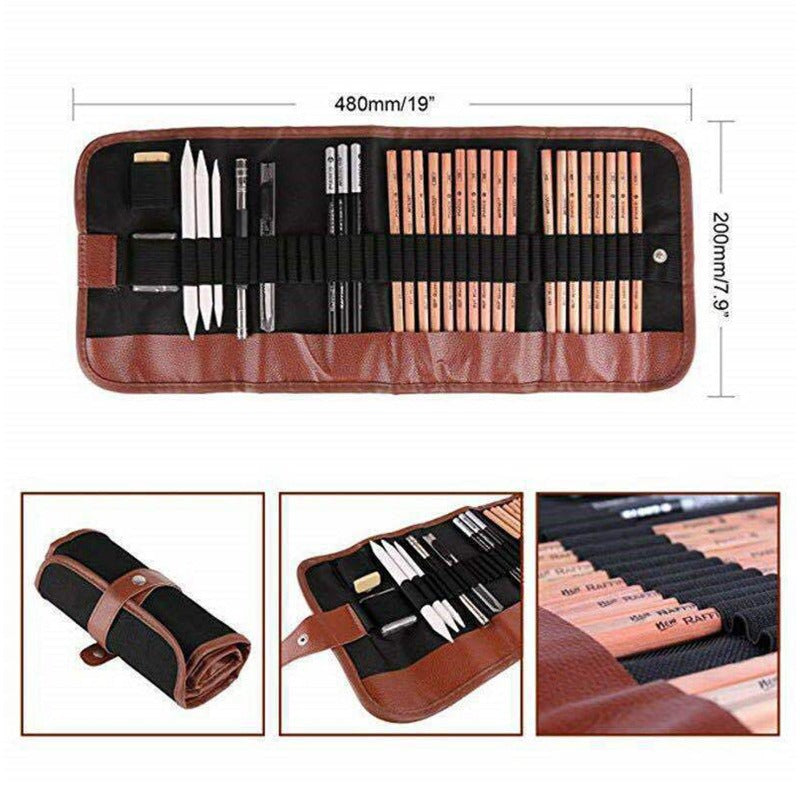 29Pcs Sketch Pencil Set Professional Drawing Pencils Bags Portable Outdoor Travel Ketching Painter School Students Art Supplies