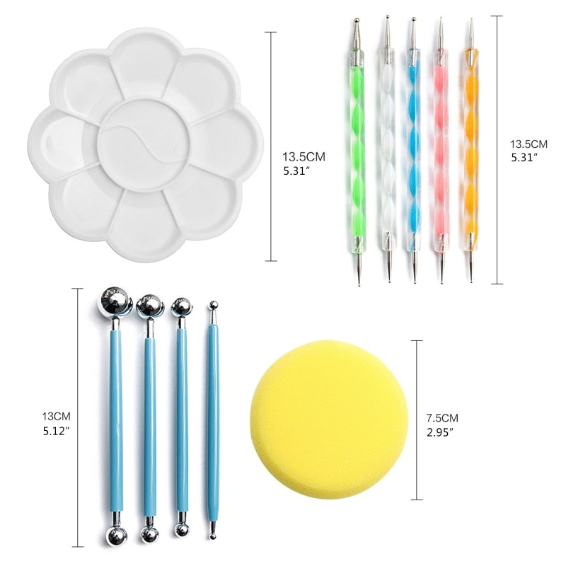 70pcs/set DIY Embossing Mandala Decor Stone Painting Templates Pottery Clay Tools Mandala Dotting Tool