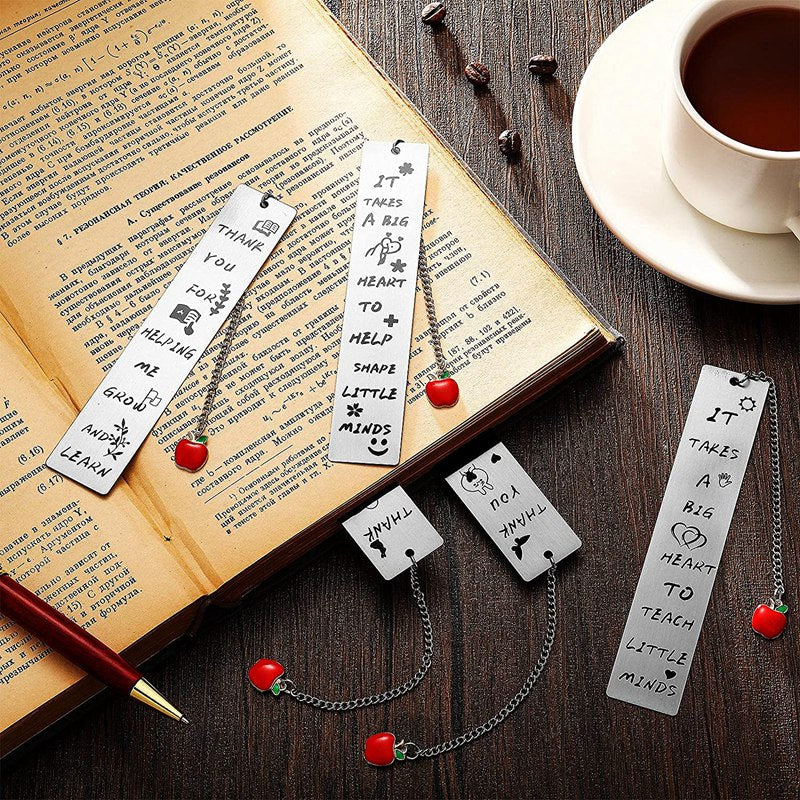 5 Pieces Teacher Bookmark Thank You Bookmark With Pendant Classic Graduation Teacher Bookmark
