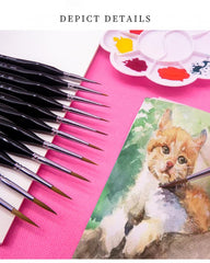 11Pcs Acrylic Nail Brush Detail Paint Brush Set Carving UV Gel Nail Polish Extension Lines Liner Painting Brushes Drawing Pen Manicure Nail Art Tool