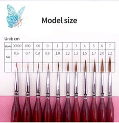 11Pcs Acrylic Nail Brush Detail Paint Brush Set Carving UV Gel Nail Polish Extension Lines Liner Painting Brushes Drawing Pen Manicure Nail Art Tool